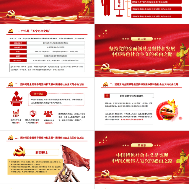 准确把握“五个必由之路”PPT红色精品深入学习2022全国两会专题党课课件模板下载
