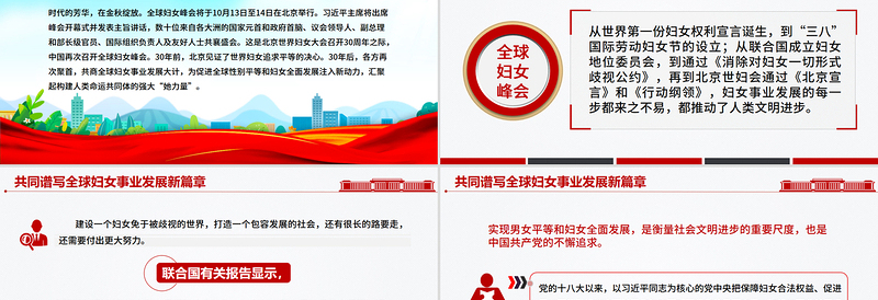 共同谱写全球妇女事业发展新篇章PPT全球妇女峰会课件下载