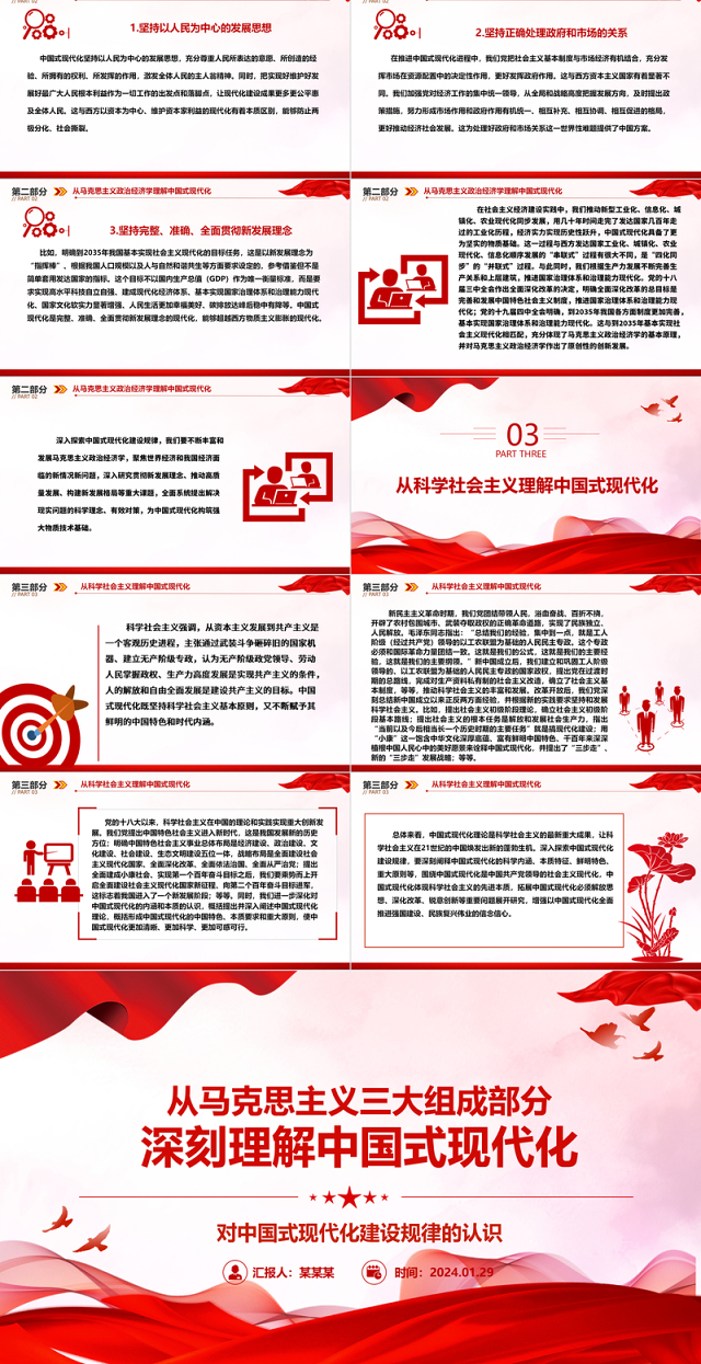 以马克思主义三大组成部分深入理解中国式现代化 ppt简洁华美对中国式现代化建设规律的认识微课件