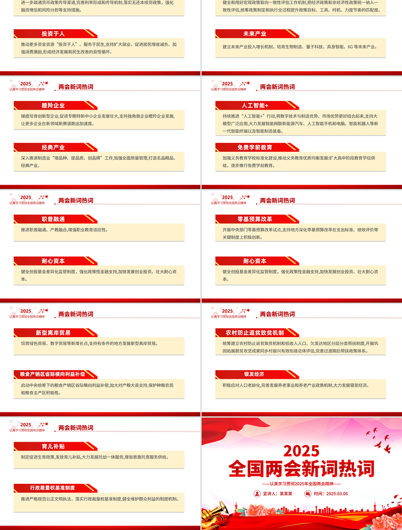 2025全国两会新词热词PPT红色精美两会专题学习课件