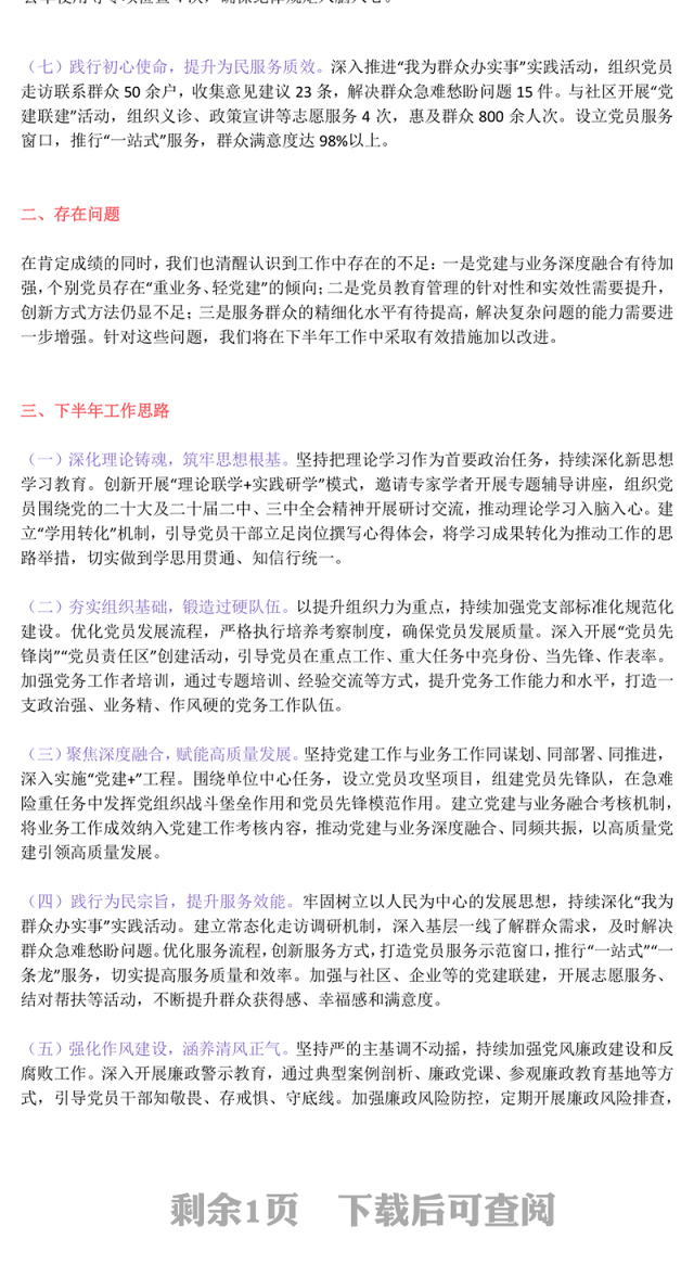 精美大气党支部2025年上半年党建工作总结PPT模板下载(讲稿)