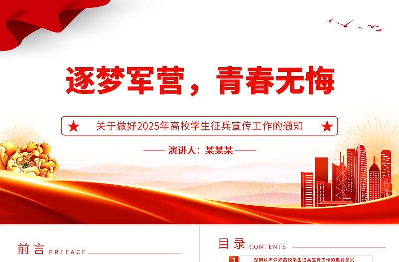 精美时尚关于做好2025年高校学生征兵宣传工作的通知PPT课件模板