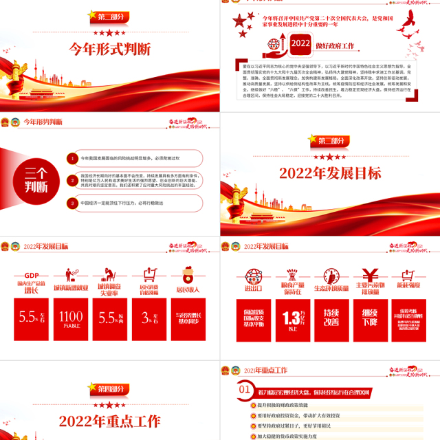 聚焦2022全国两会PPT红色精品学习贯彻2022年全国政协常委会工作报告重点内容专题党课课件模板