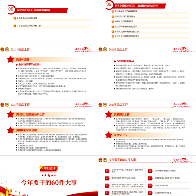聚焦2022全国两会PPT红色精品学习贯彻2022年全国政协常委会工作报告重点内容专题党课课件模板