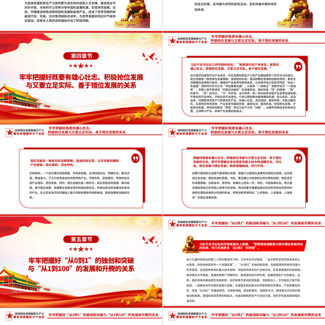 发展新质生产力要牢牢把握好六个关系PPT党政风党员干部学习教育党课课件