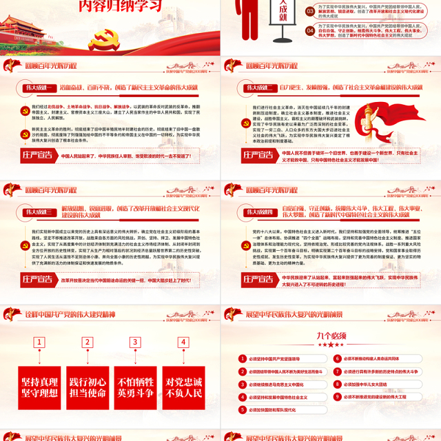 2021五个“庄严宣告”振奋人心PPT学习贯彻习近平总书记在庆祝建党100周年大会重要讲话党课课件
