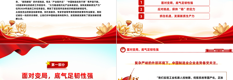 两会中国经济问答之四PPT红色精美应对现实挑战中国制造如何保持竞争力课件