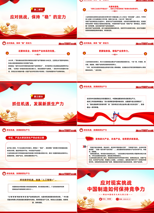 两会中国经济问答之四PPT红色精美应对现实挑战中国制造如何保持竞争力课件