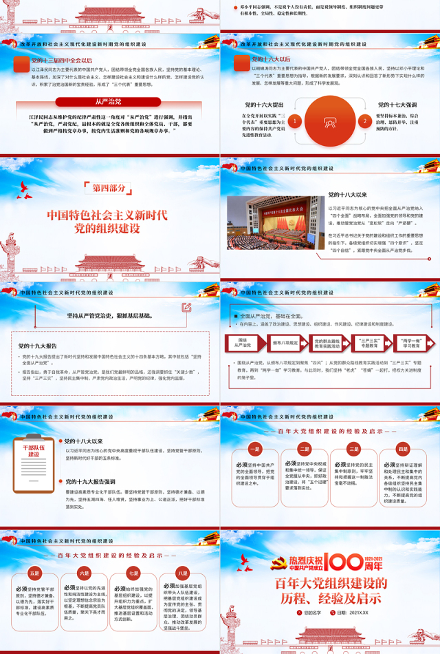 2021党的组织建设PPT红色党建风百年大党组织建设的历程经验及启示专题教育党课课件