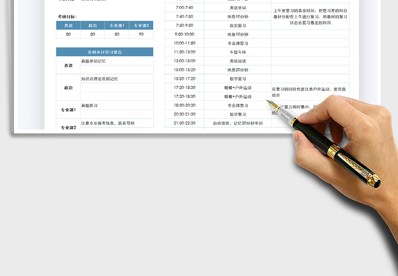 2021年考研复习学习计划表