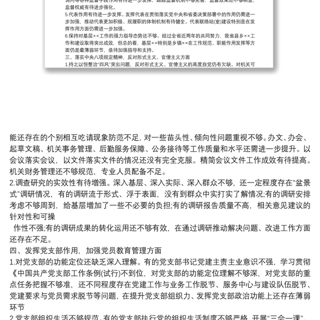 各党支部检视整改主题教育清单