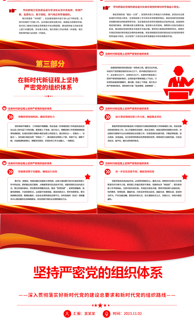 2023坚持严密党的组织体系ppt党政风深入贯彻落实好新时代党的建设总要求和新时代党的组织路线培养党员纪律性专题党课课件