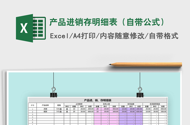 2021年产品进销存明细表(自带公式)