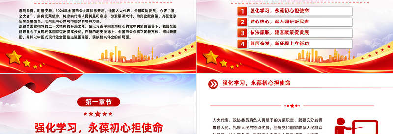 2024履职尽责不负人民重托PPT大气简洁两会专题党课
