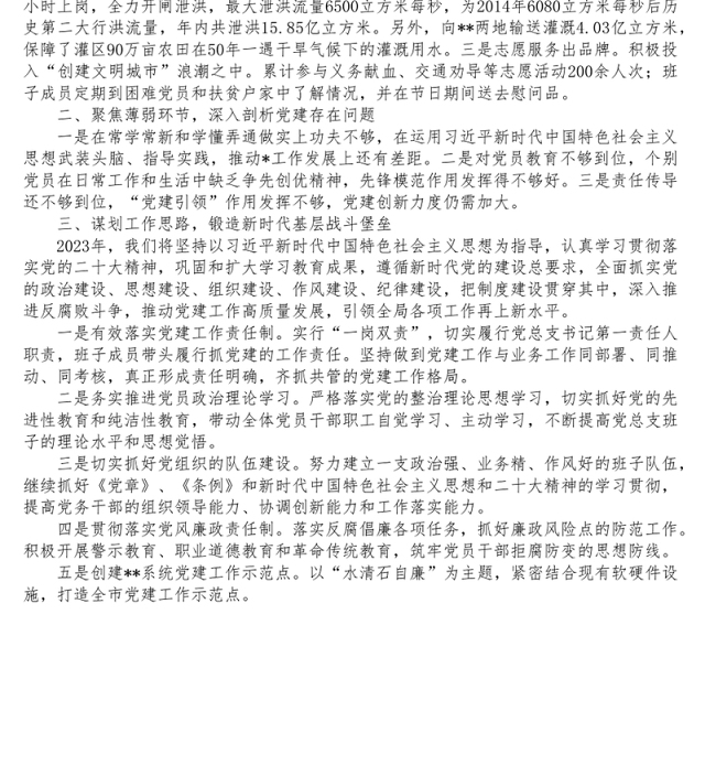 市局年党建工作总结和2023年工作安排