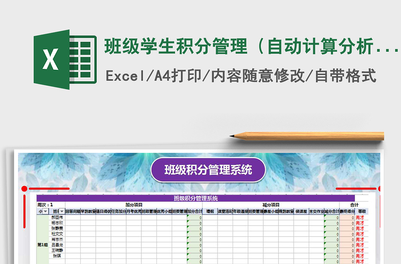 2021年班级学生积分管理(自动计算分析)