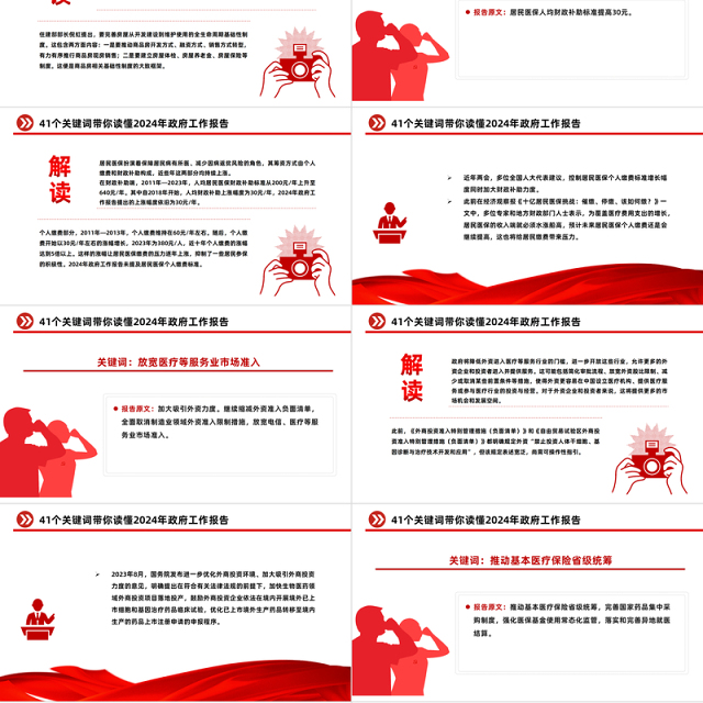 41个关键词2024年两会政府工作报告PPT红色精美两会精神学习党课课件