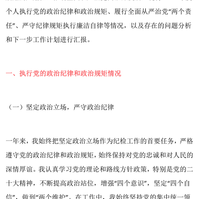 2024年度个人述责述廉报告(纪检工作)