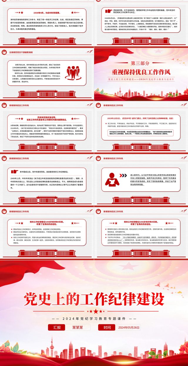 2024年党纪学习教育专题之党史上的工作纪律建设党课PPT课件