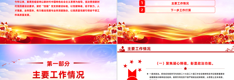 精美简洁某局党组上半年党建工作总结PPT模板