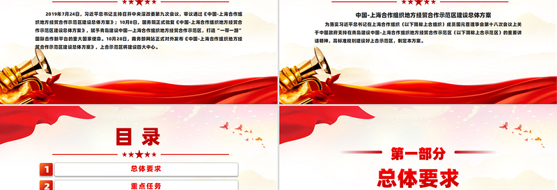 精美创意中国上海合作组织地方经贸示范区建设总体方案PPT课件