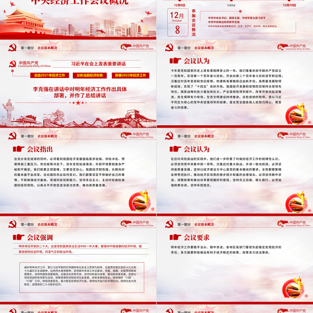 中央经济工作会议精神PPT大气2022年中国经济工作重点内容解读党课课件下载