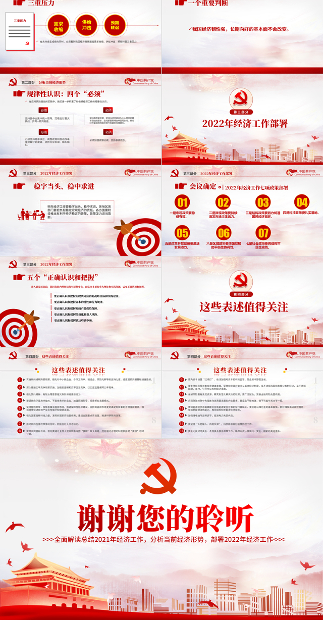 中央经济工作会议精神PPT大气2022年中国经济工作重点内容解读党课课件下载