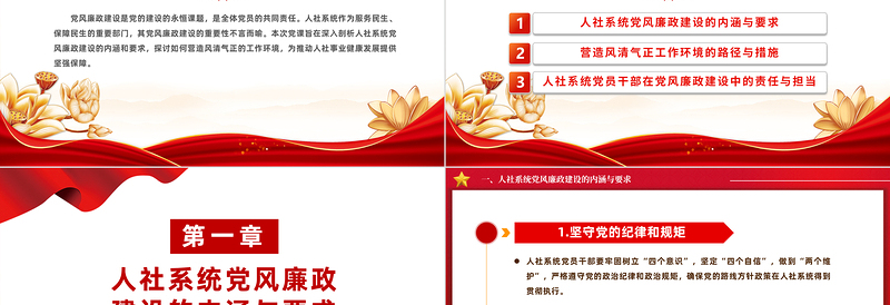 2024党风廉政建设PPT精美创意加强人社系统党风廉政建设营造风清气正的工作环境课件