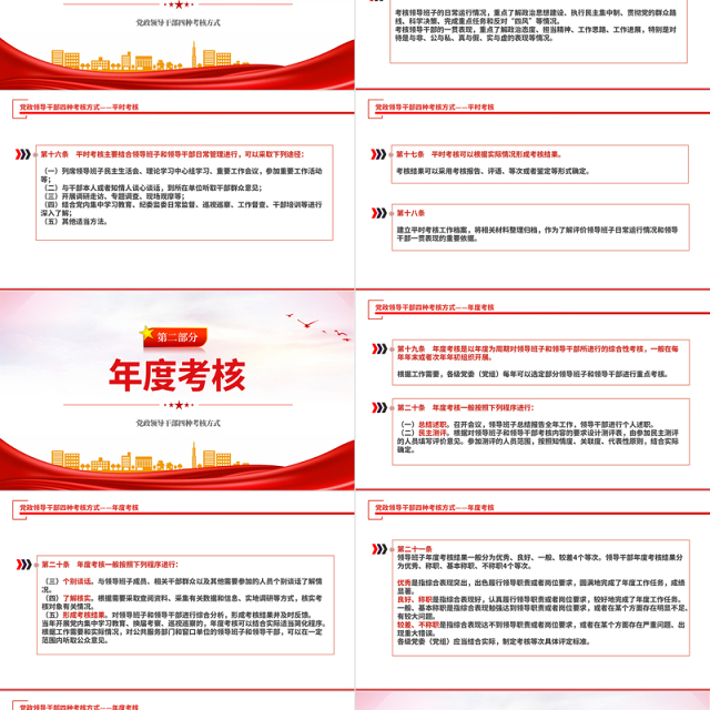 干部考核PPT红色简洁党政领导班子和领导干部四种考核方式专题党课