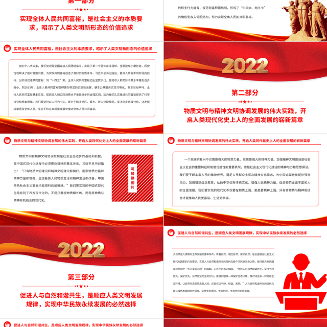 2022中国式现代化新选择PPT党政精美风党员干部学习教育专题党课党建课件