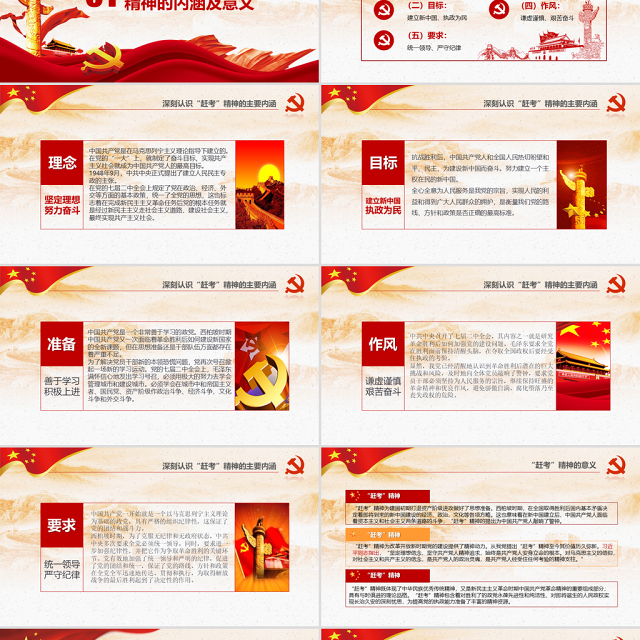 原创新时代学习弘扬西柏坡精神赶考精神红色精神PPT-版权可商用