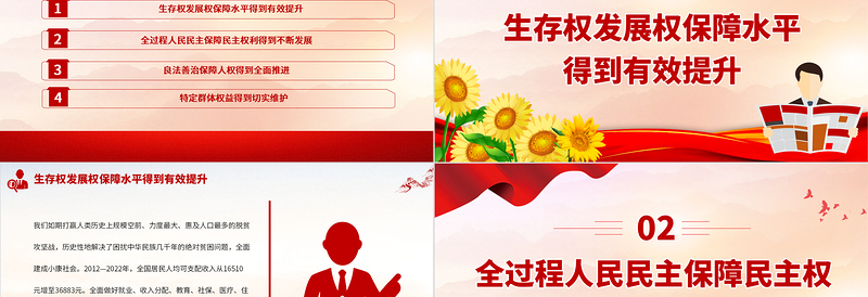 红色精美当代中国人权观的实践成就人民幸福生活是最大的人权党课PPT课件
