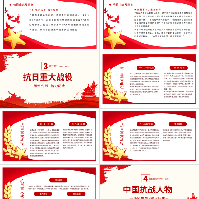 红色简洁纪念抗日战争胜利80周年PPT中国人民抗日战争暨世界反法西斯战争胜利80周年纪念日课件下载