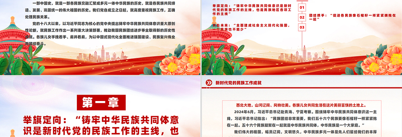 红色大气新时代党的民族工作成就PPT铸牢中华民族共同体意识党课课件