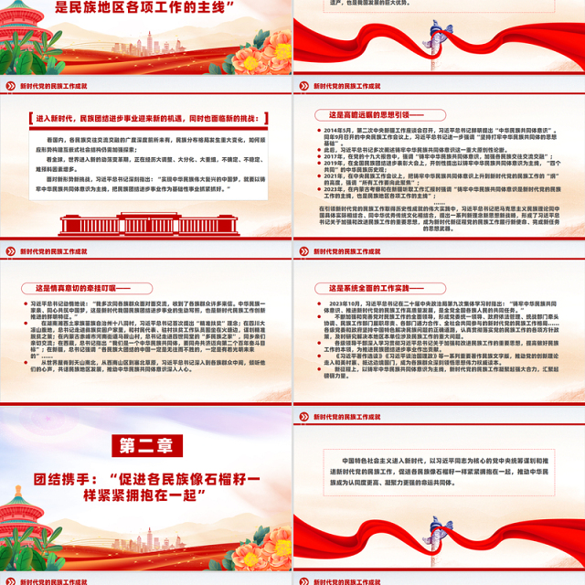 红色大气新时代党的民族工作成就PPT铸牢中华民族共同体意识党课课件