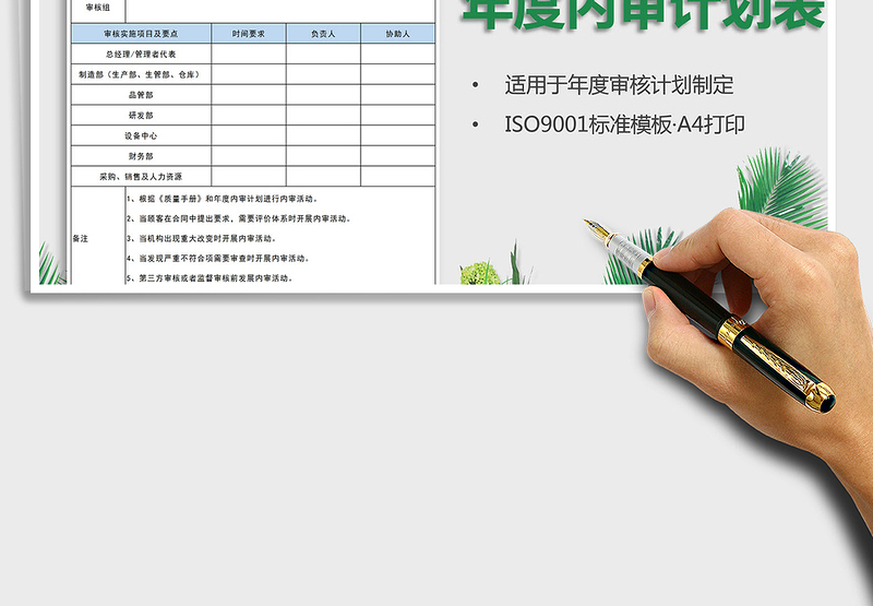 2021年年度内审计划表(工作计划)