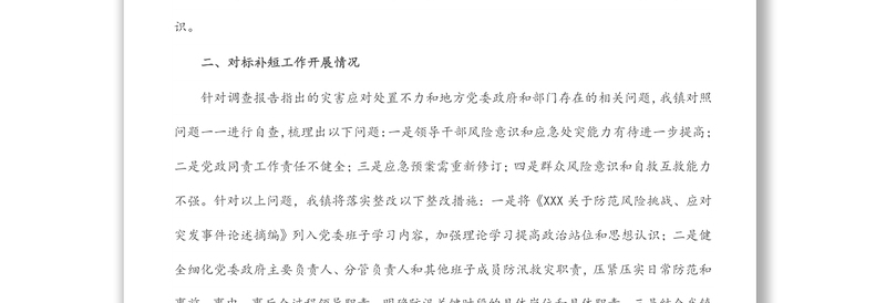 镇关于《X“7.20”特大暴雨灾害调查报告》学习贯彻落实情况的报告