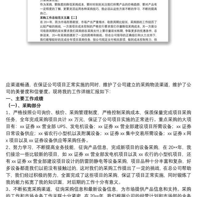 2021采购工作总结范文五篇
