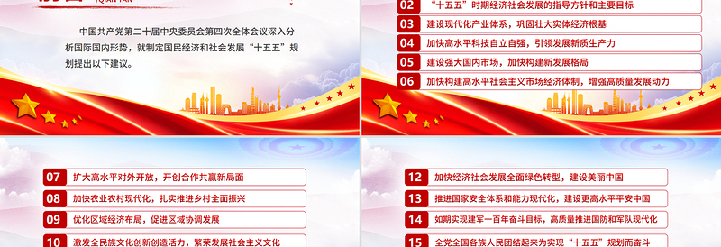 简洁大气《中共中央关于制定国民经济和社会发展第十五个五年规划的建议》全文PPT党课