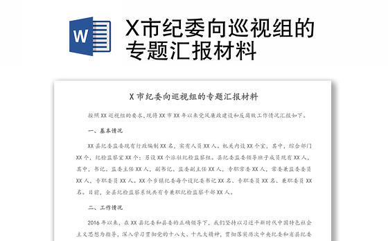 X市纪委向巡视组的专题汇报材料