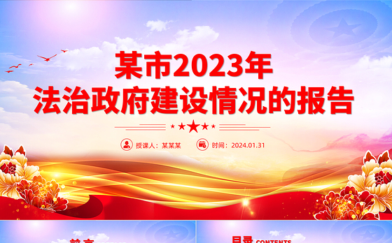 法治政府建设情况报告PPT精美简洁机关单位工作总结计划模板