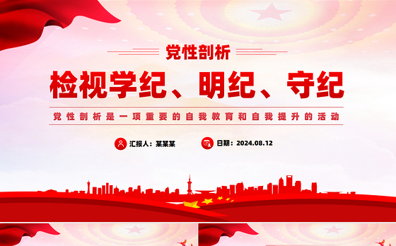 2024检视学纪明纪守纪PPT红色精美剖析之检党课课件
