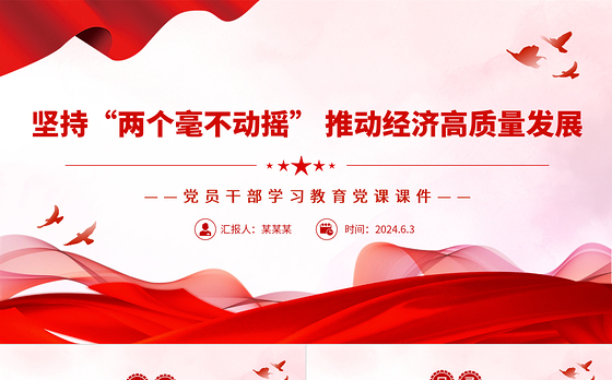 坚持“两个毫不动摇”促进经济高质量发展PPT党政风党员干部学习教育党课课件