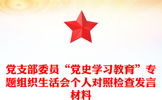 党支部委员“党史学习教育”专题组织生活会个人对照检查发言材料
