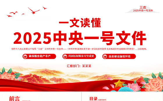 一文读懂2025中央一号文件PPT关于进一步深化农村改革扎实推进乡村全面振兴的意见课件