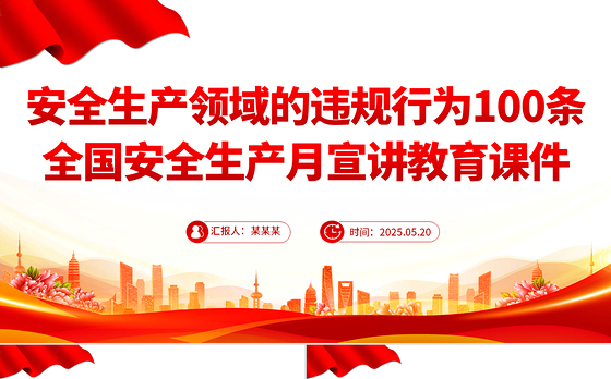 实用简洁安全生产领域的违规行为100条PPT安全生产月宣传课件