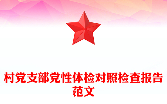 村党支部党性体检对照检查报告范文