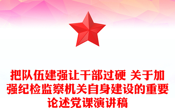 把队伍建强让干部过硬 关于加强纪检监察机关自身建设的重要论述党课演讲稿