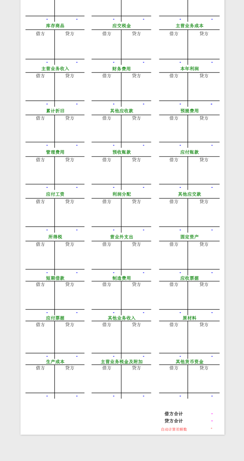 自动计算财务报表excel