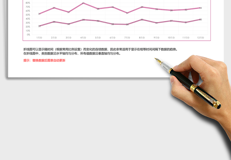 创意镂空百分比堆积折线图excel模板